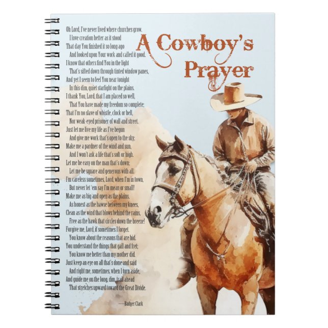 Cowboy's Prayer Western Christian Religious Horse Notebook (Front)