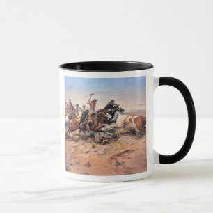 Cowboys roping a steer, 1897 (oil on canvas) mug