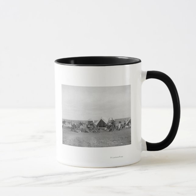Cowboys Sitting around Chuckwagon Photograph Mug (Right)