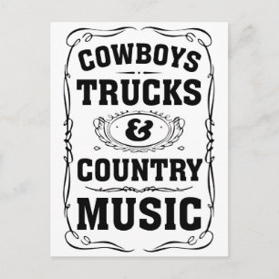 Cowboys Trucks And Country Music Postcard