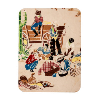 Cowboys - Vintage Wallpaper - Wild West Magnet