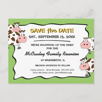 Cowdacious Apple Green Fam Reunion Save the Date Announcement Postcard