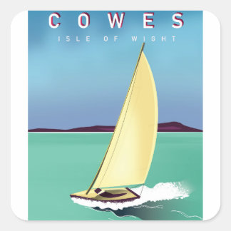 cowes isle of wight travel poster print. square sticker