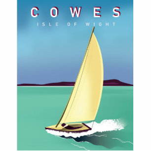 cowes isle of wight travel poster print. standing photo sculpture