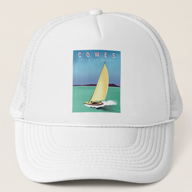 cowes isle of wight travel poster print. trucker hat (Front)