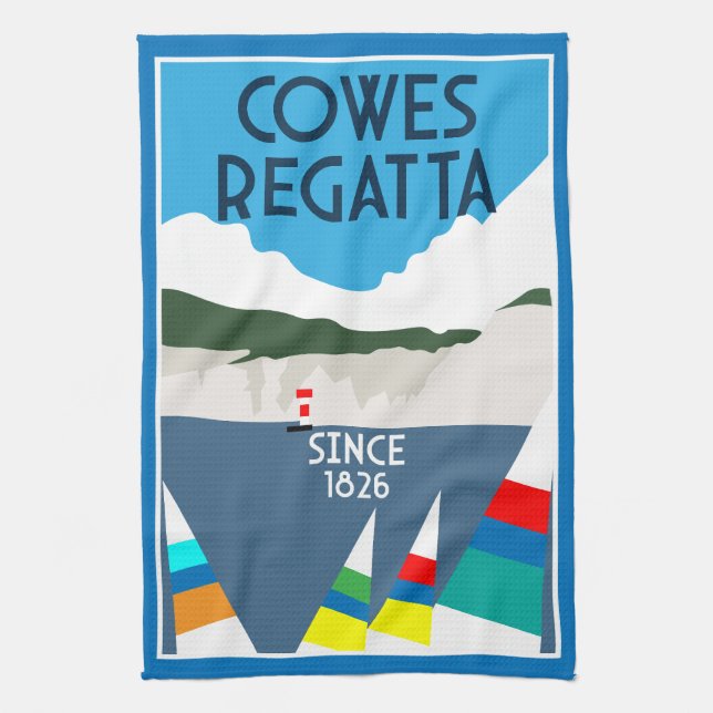 Cowes Isle of Wight Yacht Regatta Tea Towel (Vertical)