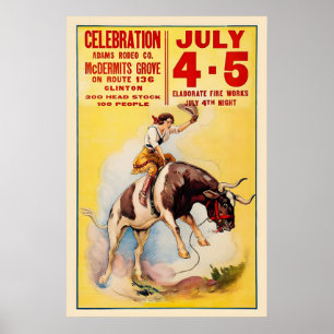 Cowgirl930s Western Rodeo Celebration Vintage Poster