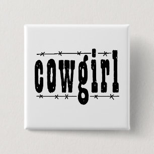 Cowgirl 15 Cm Square Badge
