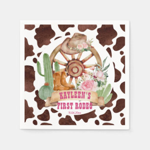 Cowgirl 1st rodeo birthday party personalised napkin