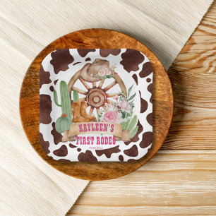 Cowgirl 1st rodeo birthday party personalised paper plate