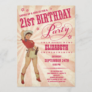Cowgirl 21st Birthday Invitations