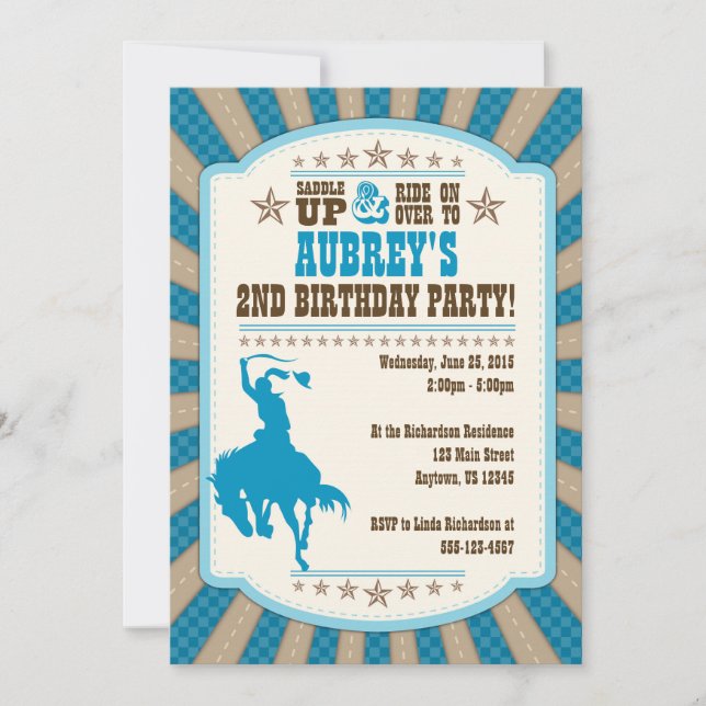 Cowgirl 2nd Birthday Party Girl Invitation (Front)