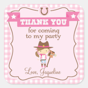 Cowgirl 3inch personalised thank you tag sticker