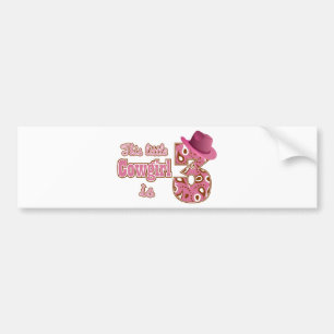 Cowgirl 3rd Birthday Bumper Sticker
