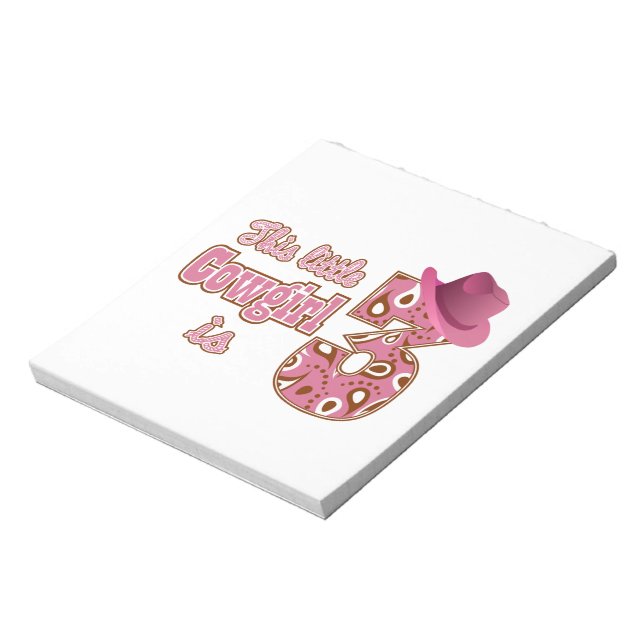 Cowgirl 3rd Birthday Notepad (Rotated)
