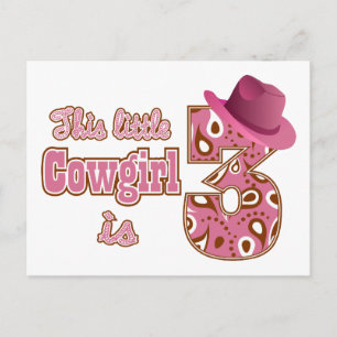 Cowgirl 3rd Birthday Postcard