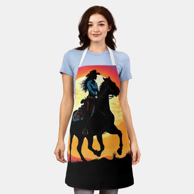 COWGiRL ALL OVER PRINT KITCHEN APRON (Worn)