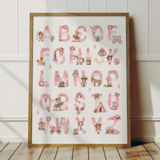 Cowgirl Alphabet ABC Poster Kids Room Decor