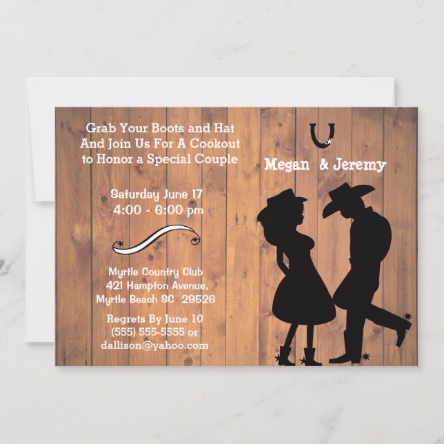 Cowgirl and Cowboy Cookout/BBQ Invitation (Front)