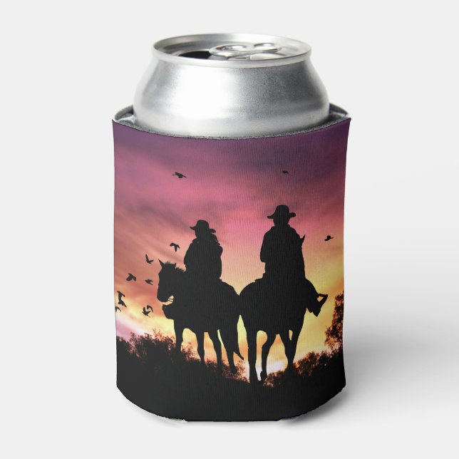 Cowgirl and Cowboy Country Western Romance Can Cooler (Can Front)