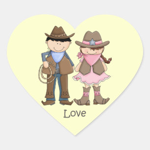 Cowgirl and Cowboy Couple in Love Heart Sticker