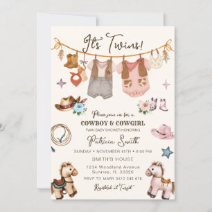 Cowgirl and Cowboy Twin Invitation