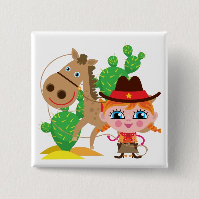 Cowgirl and Horse 15 Cm Square Badge (Front)
