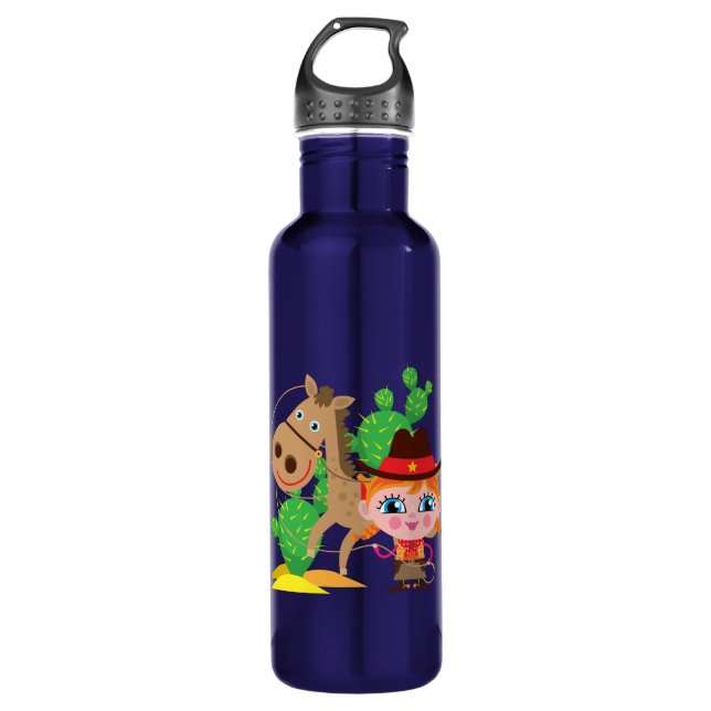 Cowgirl and Horse 710 Ml Water Bottle (Front)
