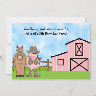 Cowgirl and Horse Birthday Invitation
