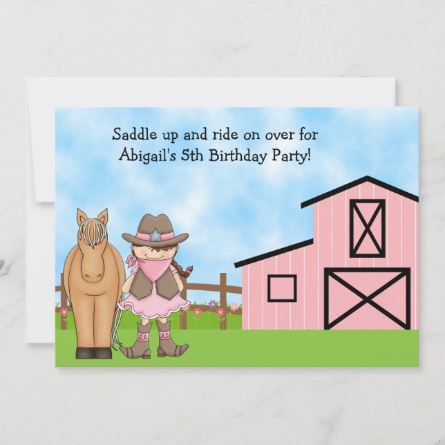 Cowgirl and Horse Birthday Invitation (Front)