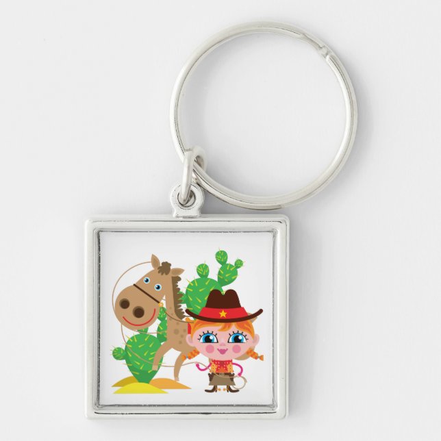Cowgirl and Horse Key Ring (Front)
