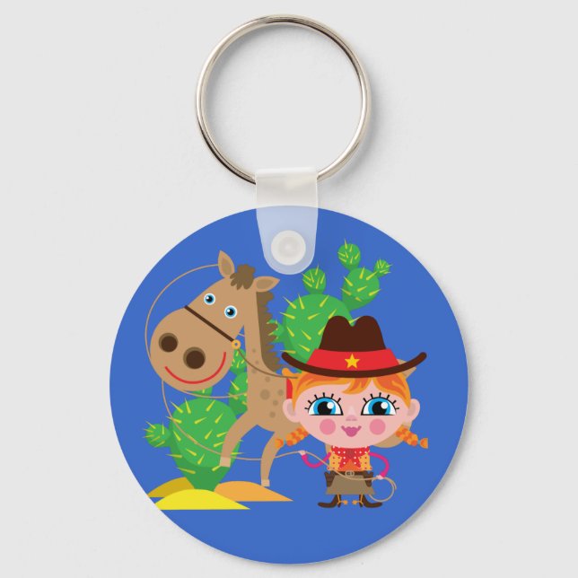 Cowgirl and Horse Key Ring (Front)
