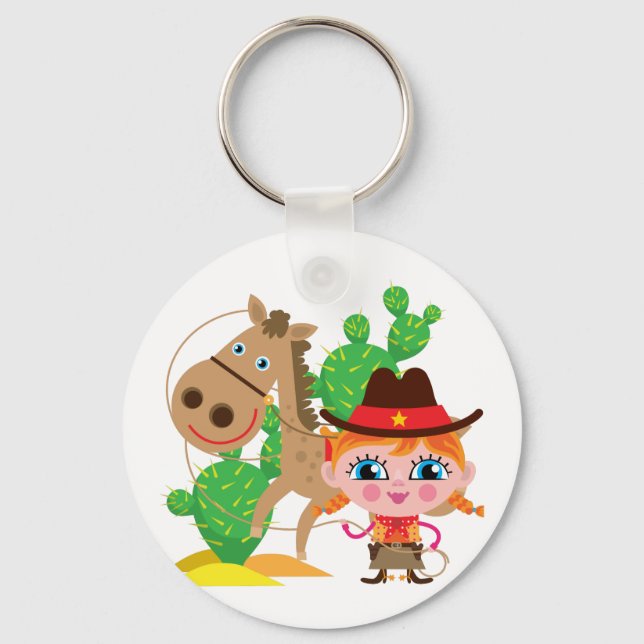 Cowgirl and Horse Key Ring (Front)