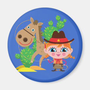 Cowgirl and Horse Magnet