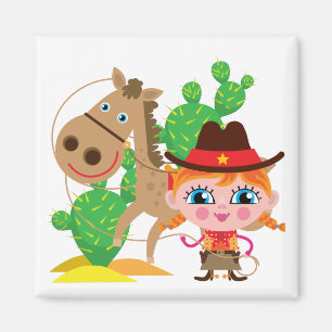 Cowgirl and Horse Magnet