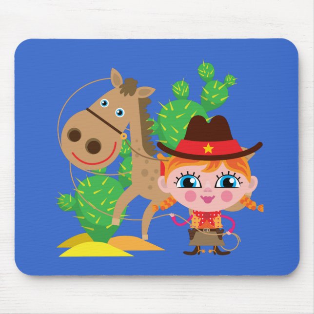 Cowgirl and Horse Mouse Mat (Front)