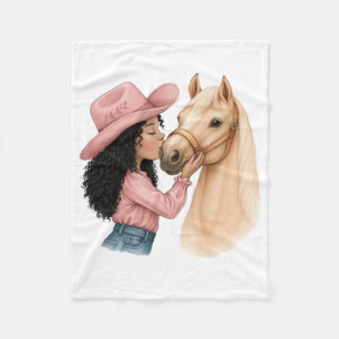 Cowgirl and Horse Sherpa Blanket