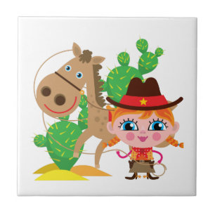 Cowgirl and Horse Tile