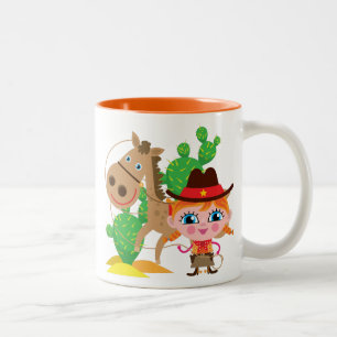 Cowgirl and Horse Two-Tone Coffee Mug
