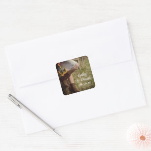 Cowgirl and Sunflowers Country Western Wedding Square Sticker