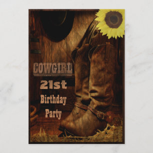 Cowgirl Any Age Birthday Rustic Country Western Invitation