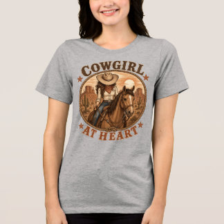 Cowgirl At Heart Western Horse Rider Tri-Blend Shirt