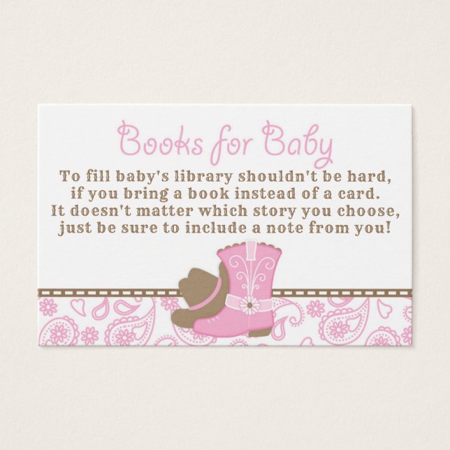 Cowgirl Baby Shower Bring a Book Request Card (Front)