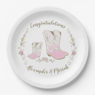 Cowgirl Baby Shower Country Western Pink Girl Paper Plate