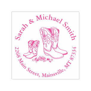 Cowgirl Baby Shower Country Western Pink Girl Self-inking Stamp
