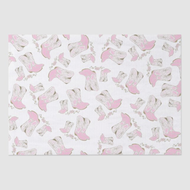 Cowgirl Baby Shower Country Western Pink Girl Tissue Paper (Front)