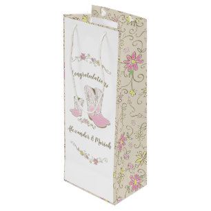 Cowgirl Baby Shower Country Western Pink Girl Wine Gift Bag