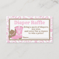 Cowgirl Baby Shower Diaper Raffle Ticket pink