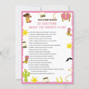 Cowgirl Baby Shower Game - Editable Name, 5x7 size Invitation