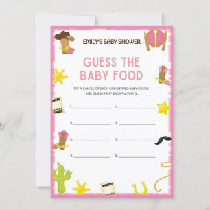 Cowgirl Baby Shower Game - Editable Name, 5x7 size Invitation